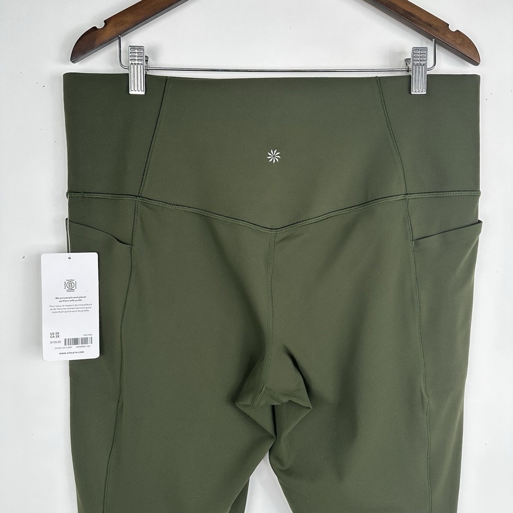 NWT Athleta Salutation Stash 7/8 Tight 2X 20W 22W Aspen Olive Pockets Breathable - Picture 7 of 11
